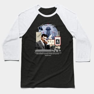 Nikola Tesla Collage Baseball T-Shirt